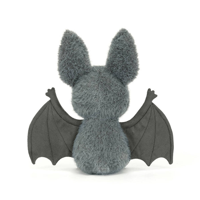 Jellycat Broox Bat plush toy back view, on a white background.