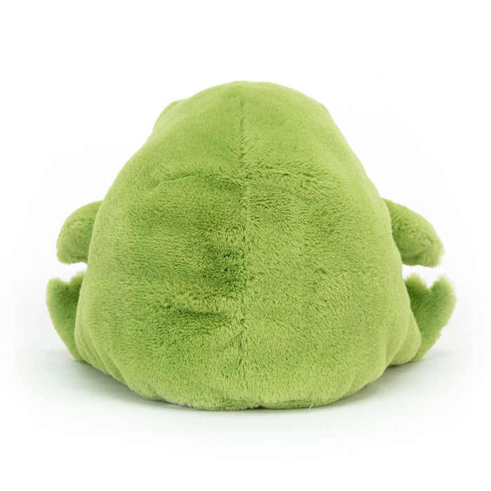 Jellycat Ricky Rain Frog plush toy back view, on a white background.