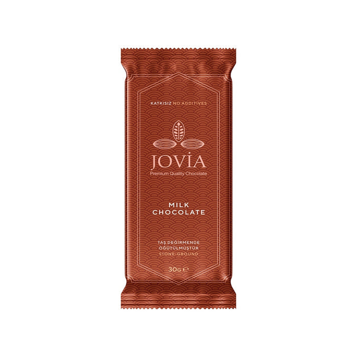 Enjoy the smooth, creamy taste of Jovia Premium Milk Chocolate, made with classic chocolate ingredients like cocoa butter, cocoa mass, and real vanilla bean.
