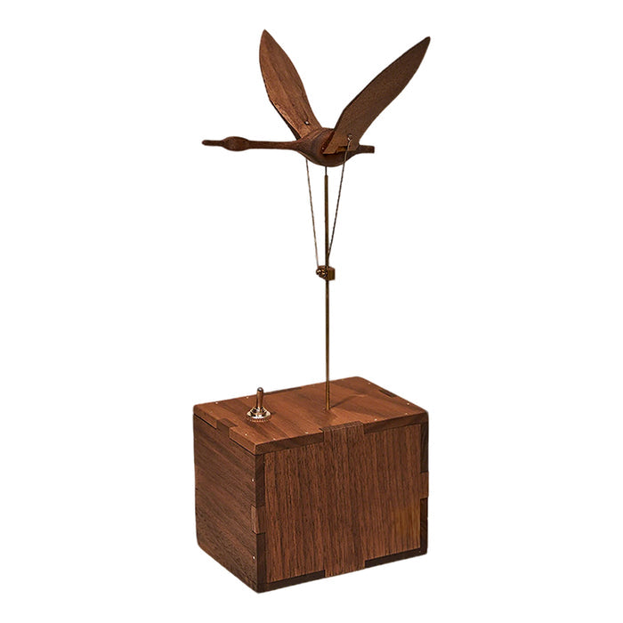 Kinetic Flying Swan Wooden Music Box Automata Sculpture