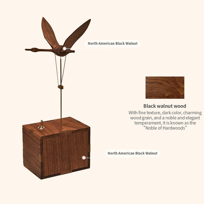 Kinetic Flying Swan Wooden Music Box Automata Sculpture