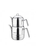 Bring classic Turkish tea culture to your kitchen with the Korkmaz Kor A114 Largo Stainless Steel Teapot Set.