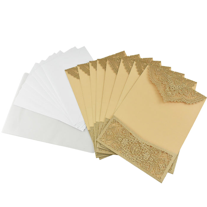 Lace Envelope Accent Laser Cut Blank Invitation, 10-Inch x 7-Inch