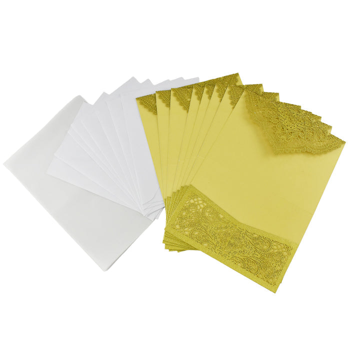 Lace Envelope Accent Laser Cut Blank Invitation, 10-Inch x 7-Inch