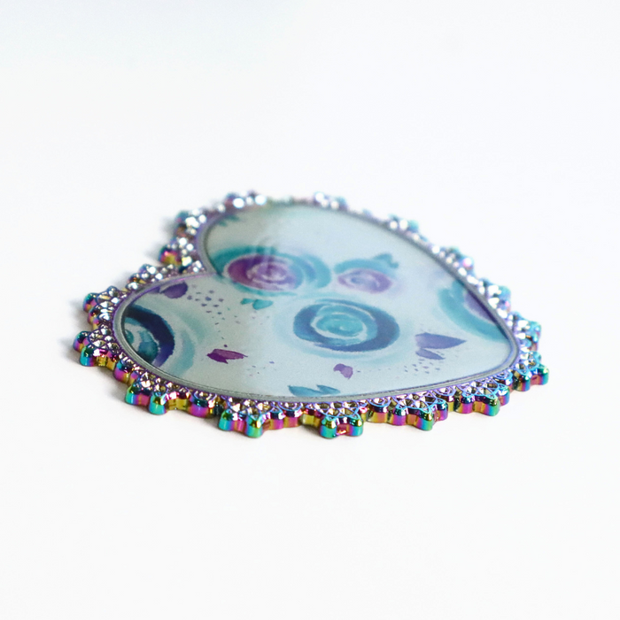 Lace Heart Watercolor Rose | 1.75” Machine Magnet
