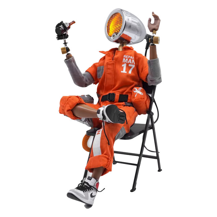 Lamp Man – Orange Workwear Garage Figure with Beer & Football (American Style)