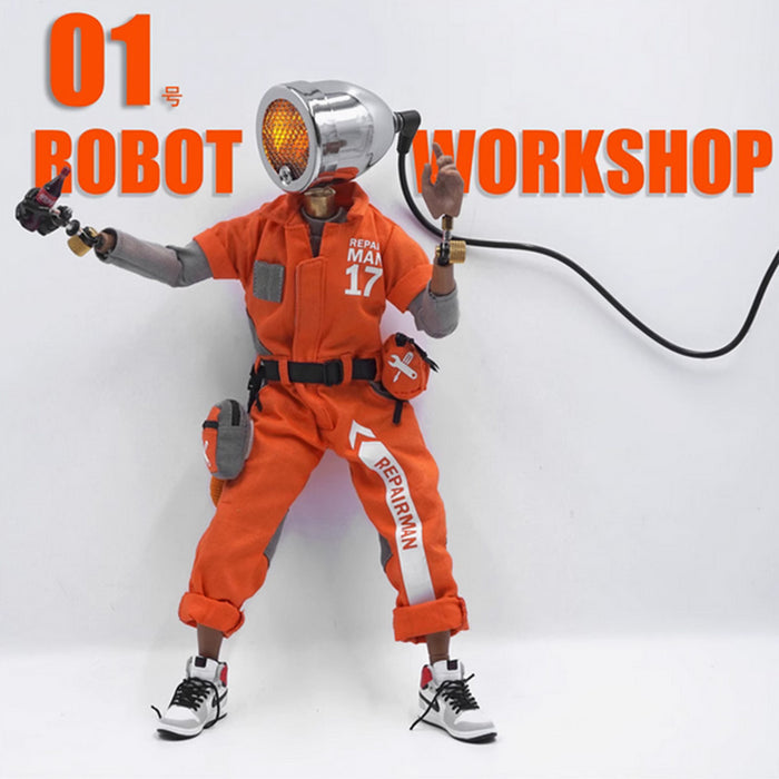 Lamp Man – Orange Workwear Garage Figure with Beer & Football (American Style)