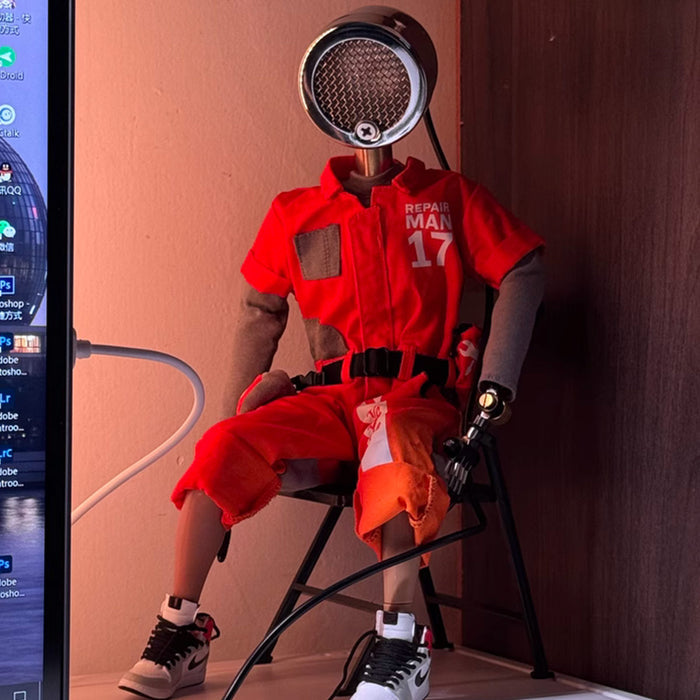 Lamp Man – Orange Workwear Garage Figure with Beer & Football (American Style)