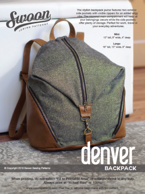 Large Denver Backpack by Swoon Sewing Patterns | Hardware Kit