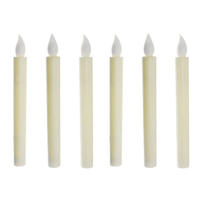 LED Plastic Flickering Taper Candle, White, 8-3/4-Inch, 6-Count