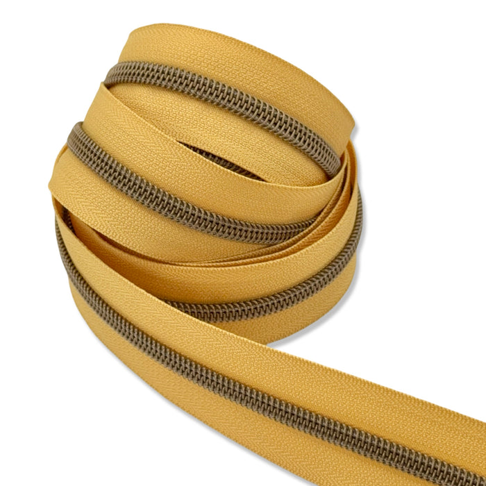 Light Mustard Yellow  | #5 Antique Gold Zipper by the Yard - 3 Yard Singles