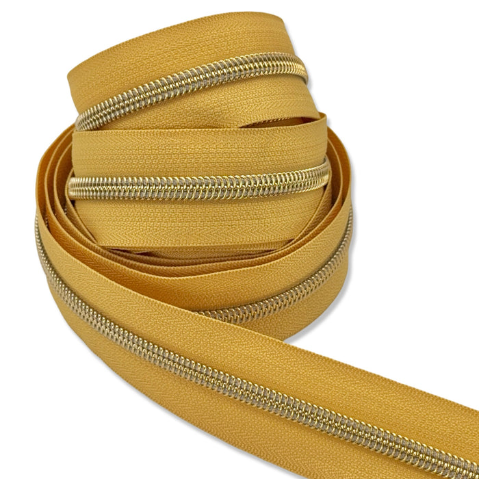Light Mustard Yellow  | #5 Light Gold Zipper by the Yard - 3 Yard Singles