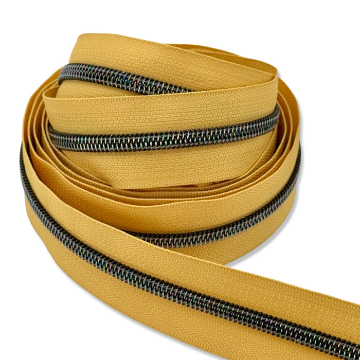 Light Mustard Yellow  | #5 Midnight Rainbow Zipper by the Yard - 3 Yard Singles
