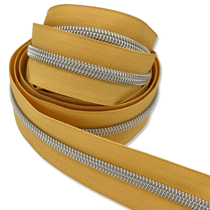 Light Mustard Yellow  | #5 Nickel Zipper by the Yard - 3 Yard Singles