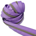 Lilac | #5 Antique Gold Zipper by the Yard - 3 Yard Singles