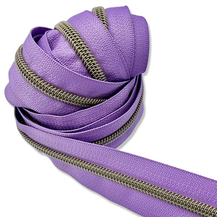 Lilac | #5 Antique Gold Zipper by the Yard - 3 Yard Singles