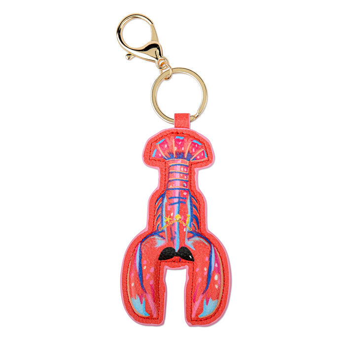 Lobster-shaped keychain with a gold clasp on a white background.