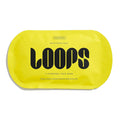 Yellow packaging of Loops hydrogel face mask on a white background.