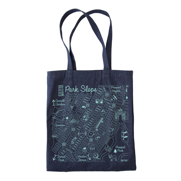 maptote park slope brooklyn denim cotton reusable tote bag