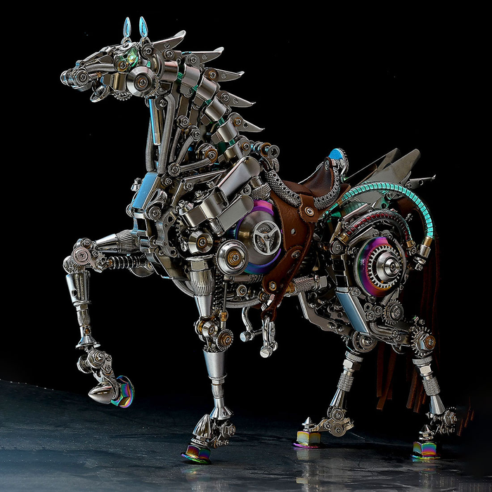 Mechanical Bionic Horse 3D Metal Model Kits DIY 1500+PCS Difficult Puzzle