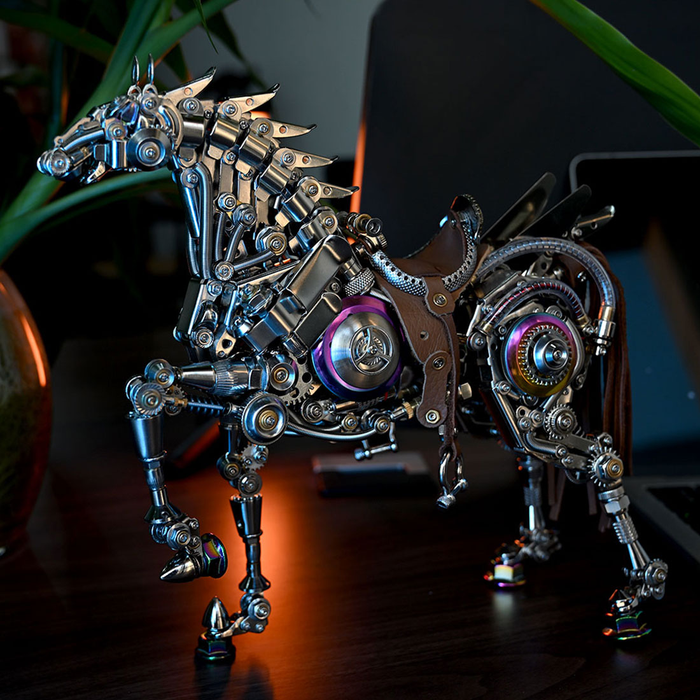 Mechanical Bionic Horse 3D Metal Model Kits DIY 1500+PCS Difficult Puzzle