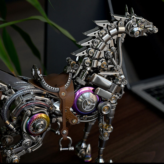 Mechanical Bionic Horse 3D Metal Model Kits DIY 1500+PCS Difficult Puzzle