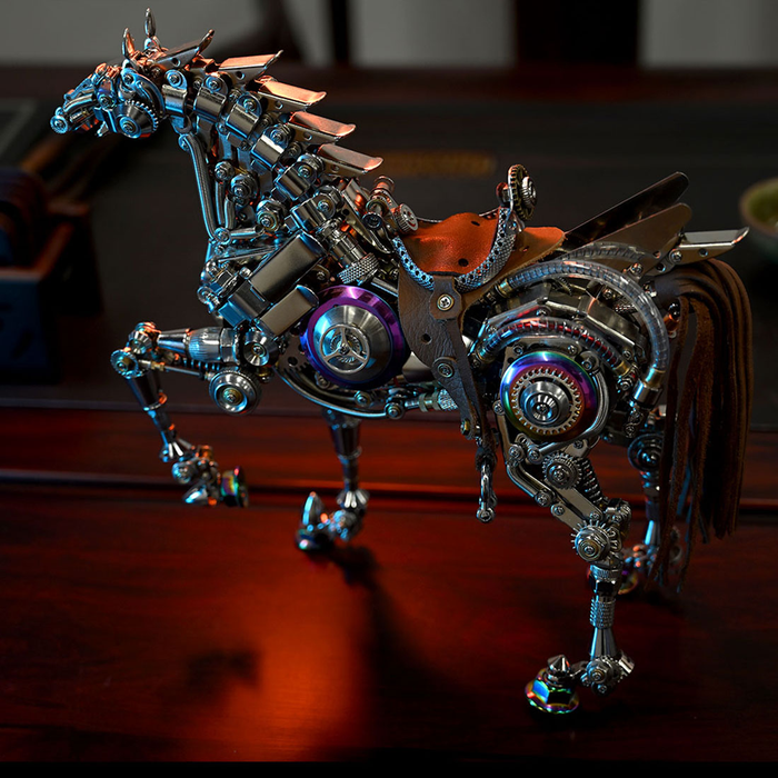 Mechanical Bionic Horse 3D Metal Model Kits DIY 1500+PCS Difficult Puzzle
