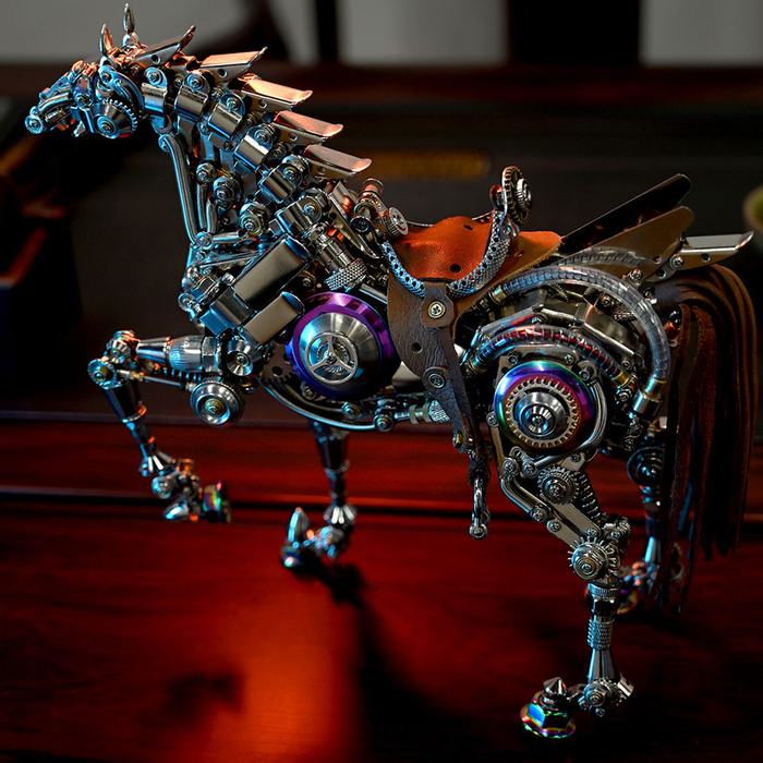 Mechanical Bionic Horse 3D Metal Model Kits DIY 1500+PCS Difficult Puzzle