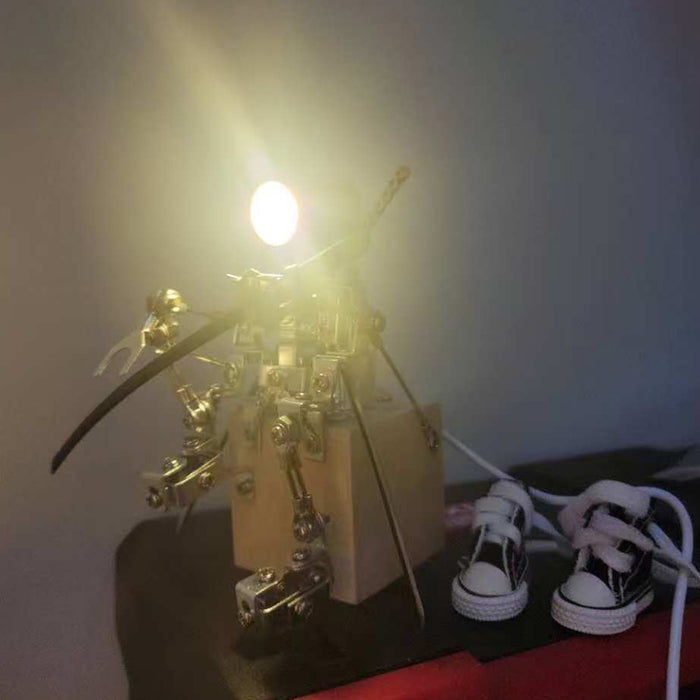 Mechanical Mini Robot Lamp Model Light Companion 3D Recycled Metal Sculpture
