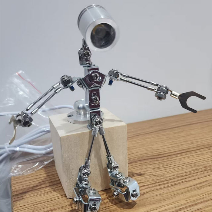 Mechanical Mini Robot Lamp Model Light Companion 3D Recycled Metal Sculpture