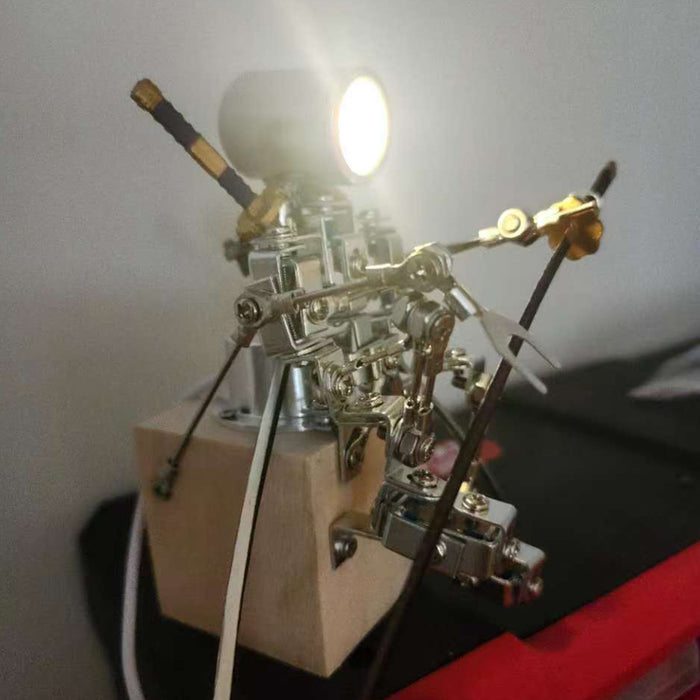 Mechanical Mini Robot Lamp Model Light Companion 3D Recycled Metal Sculpture