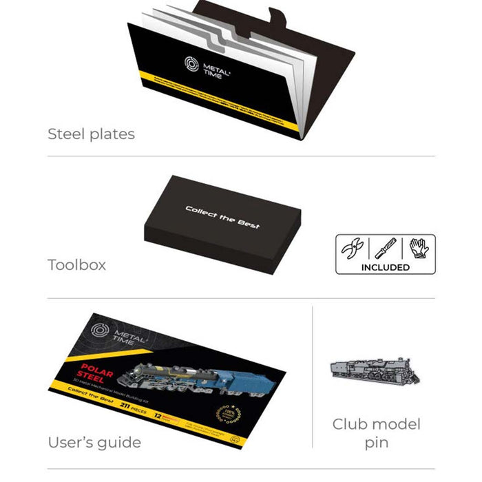 Mechanical Polar Steel Model Steam Train Ride Model DIY 3D Metal Puzzle Railway Assembly Kits