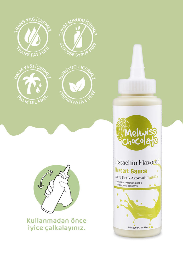 Meet your new dessert favorite: Melwiss Chocolate Pistachio Flavored Sweet Sauce.