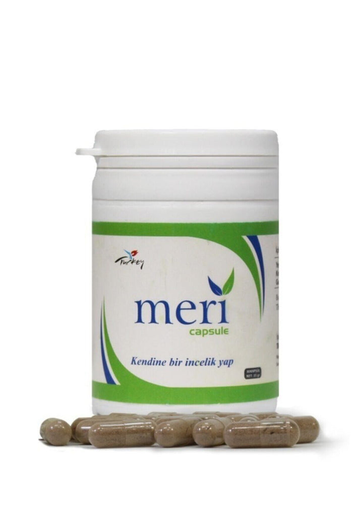 Meri Detox Detox Capsules are a botanical capsule blend made with well-known plant ingredients like green tea, guarana fruit, red pepper, and bitter orange (turunc).