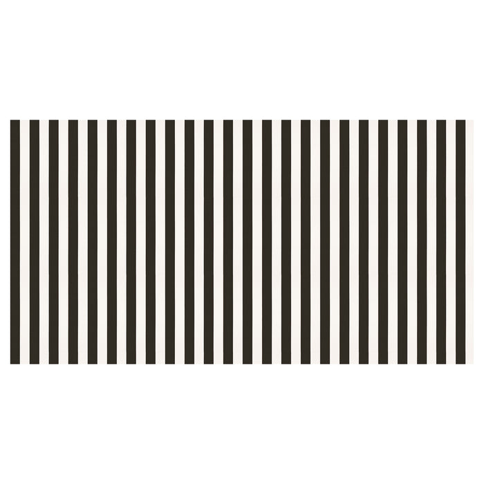 Meri Meri Black & White Striped Halloween paper party table covering, full length.