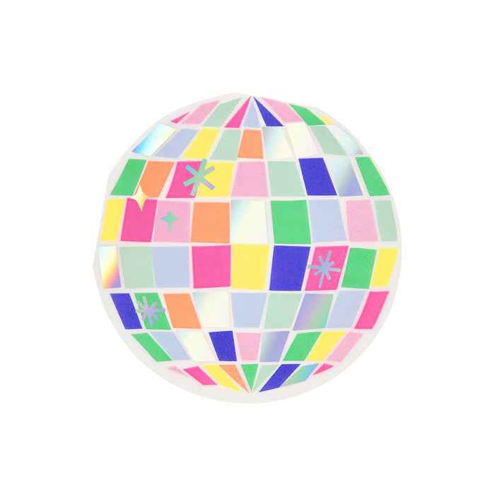 Disco ball round paper party napkin on a white background.
