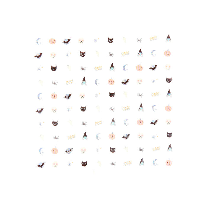 Halloween-themed nail stickers sheet on a white background.