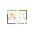 Meri Meri Happy Birthday mini colorful party garlands in matchbox style packaging, front view.