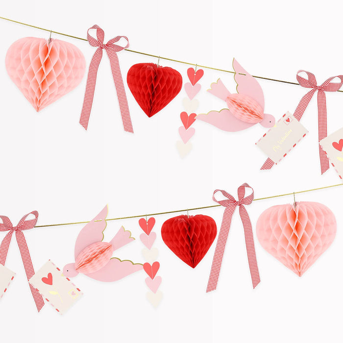Meri Meri Lovebird Garland Valentine's Day party decoration, up-close detail.