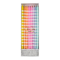 Box of colorful pastel birthday candles with a striped pattern on a white background.