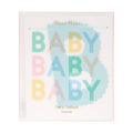 Meri Meri Pastel Scallop Baby garland party decor, in packaging, front view.