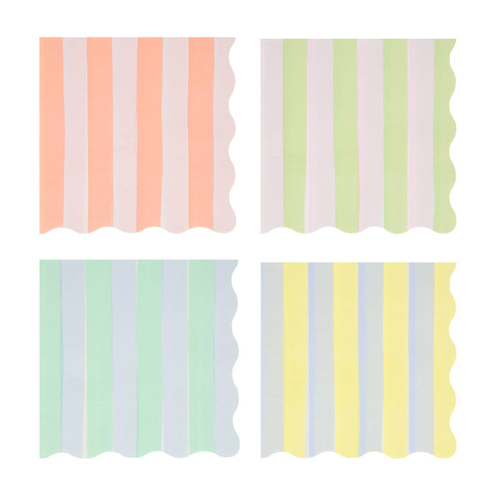 Meri Meri Pastel Stripe large paper party dinner napkins in 4 styles.