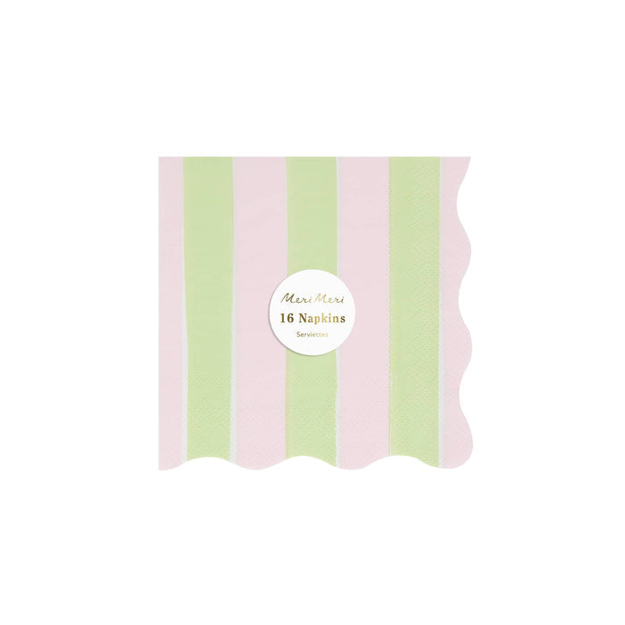 Meri Meri Pastel Stripe small paper party napkins in packaging.