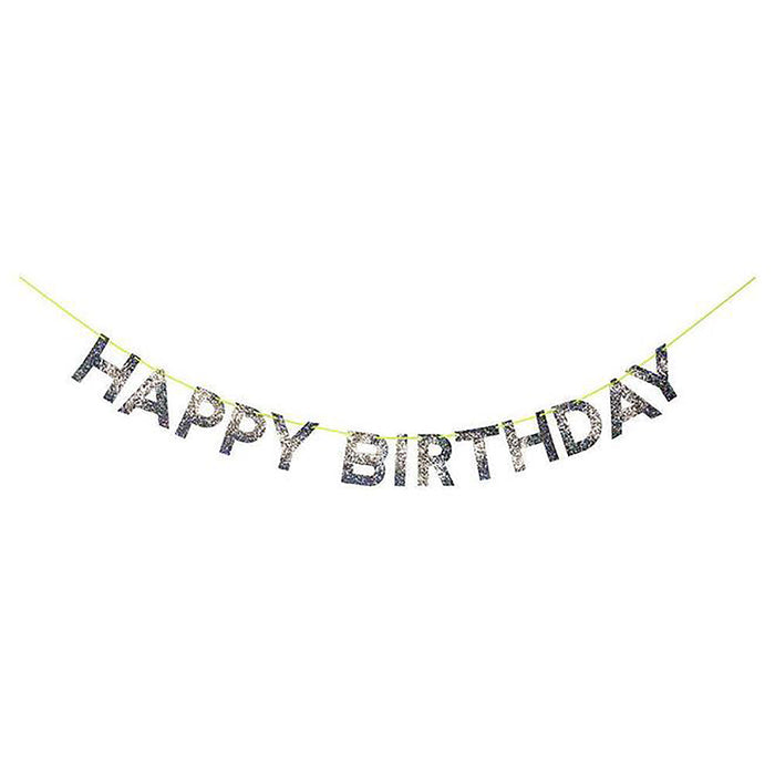 silver birthday banner