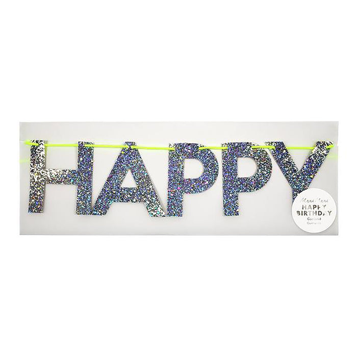 silver birthday banner detail