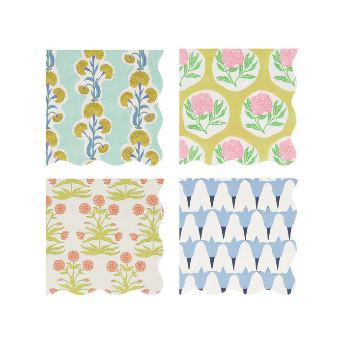 Meri Meri x Molly Mahon small floral paper party napkins in 4 styles.