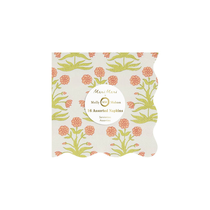 Meri Meri x Molly Mahon small floral paper party napkins in packaging.