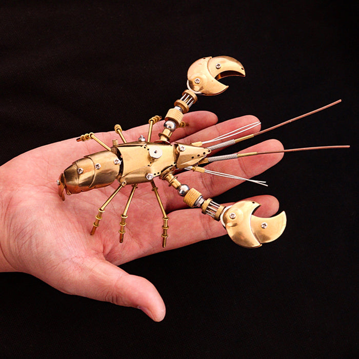 Metal Brass Lobster Animal Model Handmade Assembled Crafts for Collection