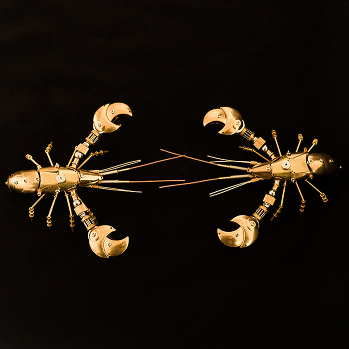 Metal Brass Lobster Animal Model Handmade Assembled Crafts for Collection