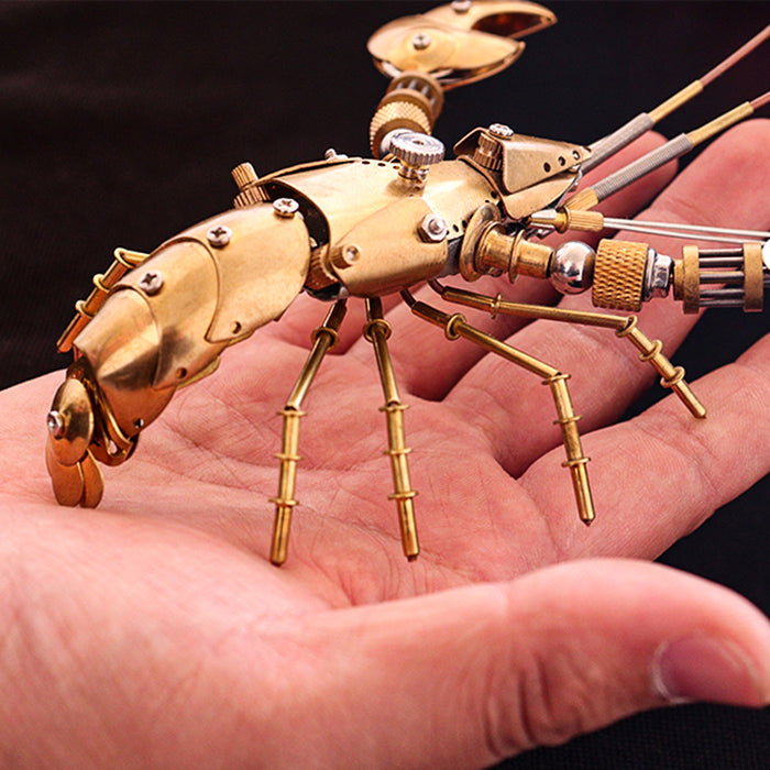 Metal Brass Lobster Animal Model Handmade Assembled Crafts for Collection